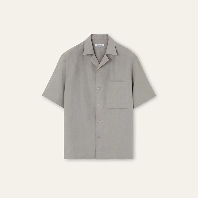 loro piana camp collar linen shirt